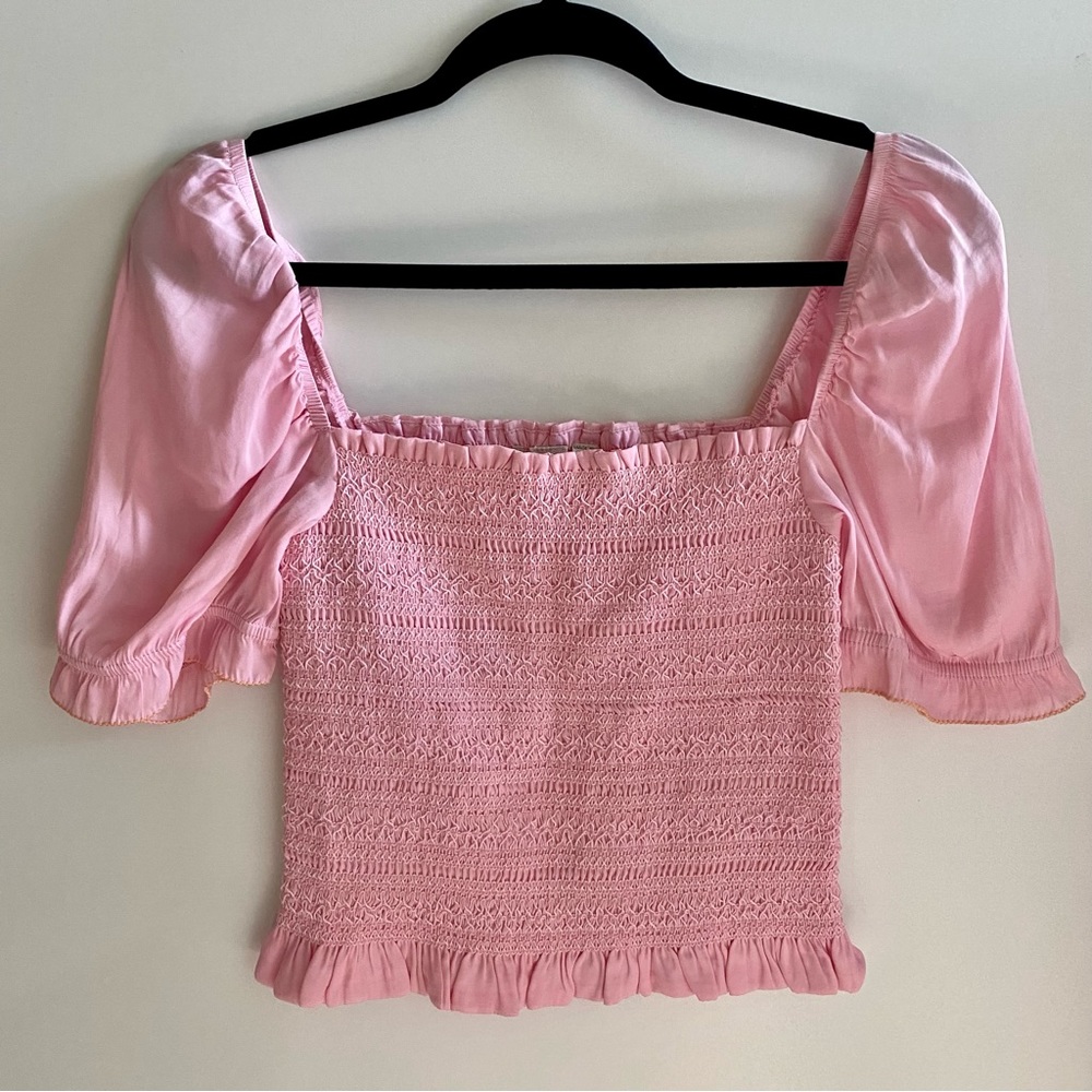 NWOT Anthropologie Dolan Pink Off Shoulder Stretchy Crop Size Medium